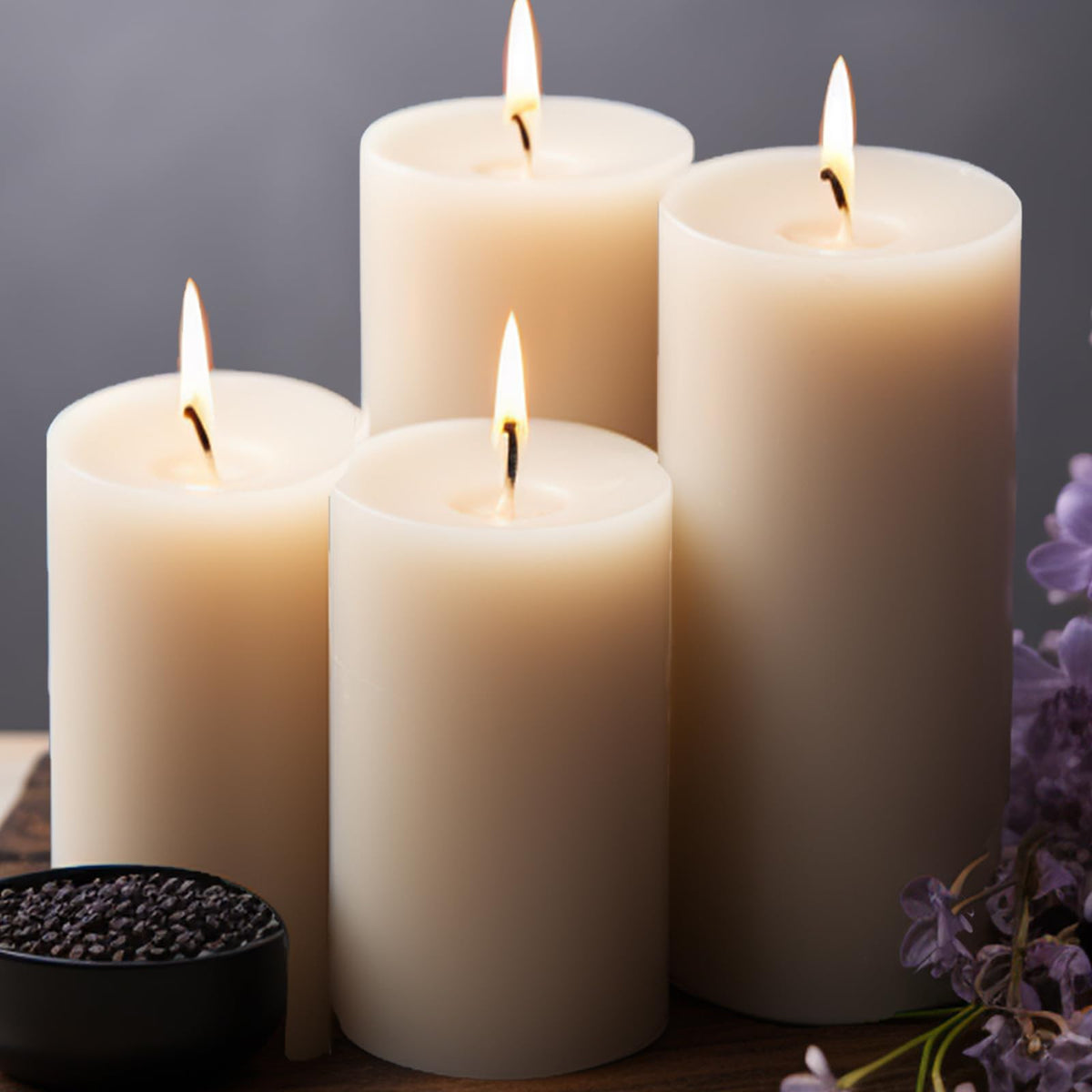 MOSROAD unscented ivory pillar candle set of six for clean, neutral ambiance.