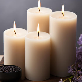MOSROAD unscented ivory pillar candle set of six for clean, neutral ambiance.