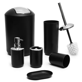 Moss & Stone dispenser in matte black keeps soap neatly dispensed.