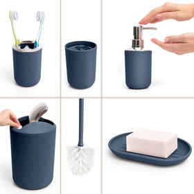 Moss & Stone soap dish in blue gloss keeps soaps dry and within reach.