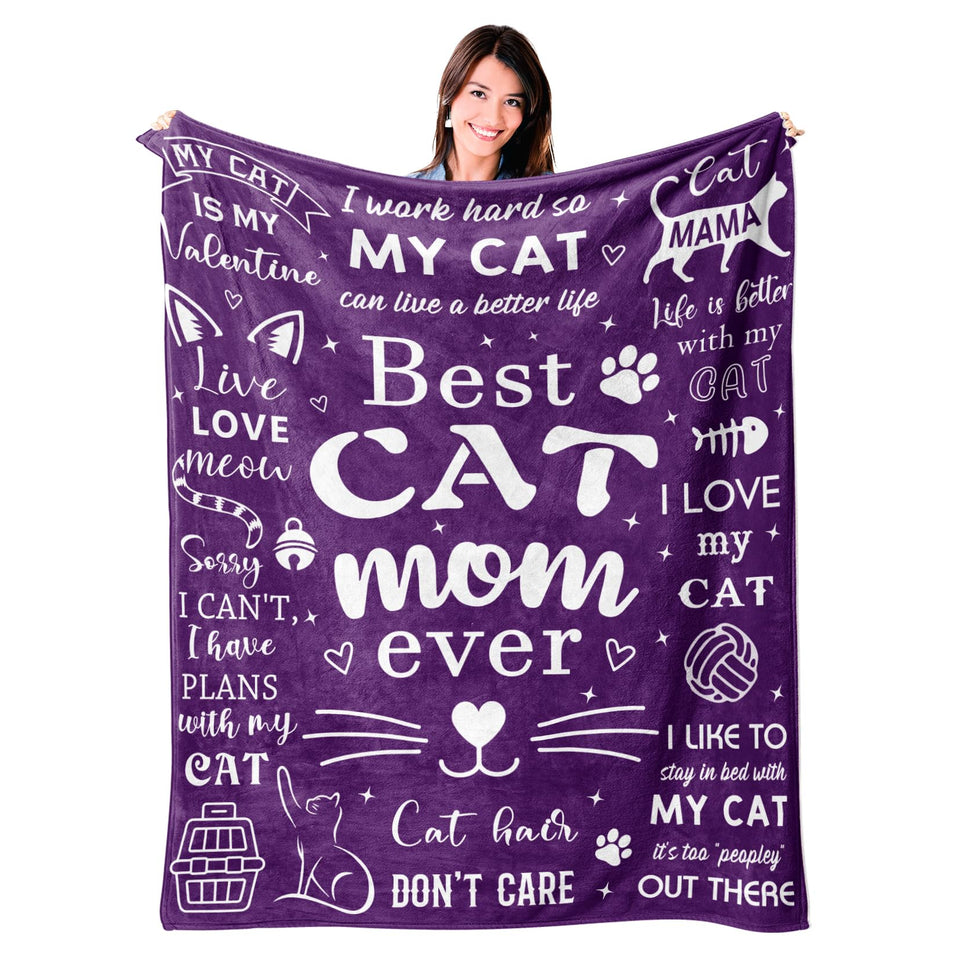 Mosslink Cat Mom Blanket folded neatly, ready for gift-giving and cozy evenings.