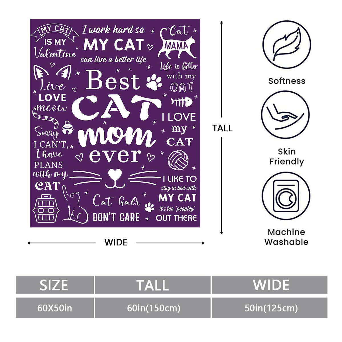 Mosslink Cat Mom Blanket on a sofa creating warm, inviting relaxation.