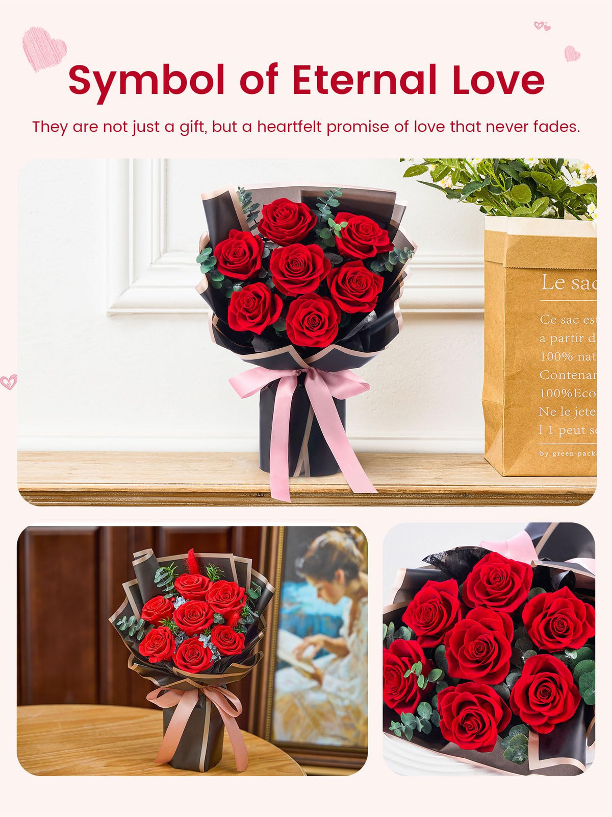 Mosstory maintenance-free roses requiring no water or sunlight