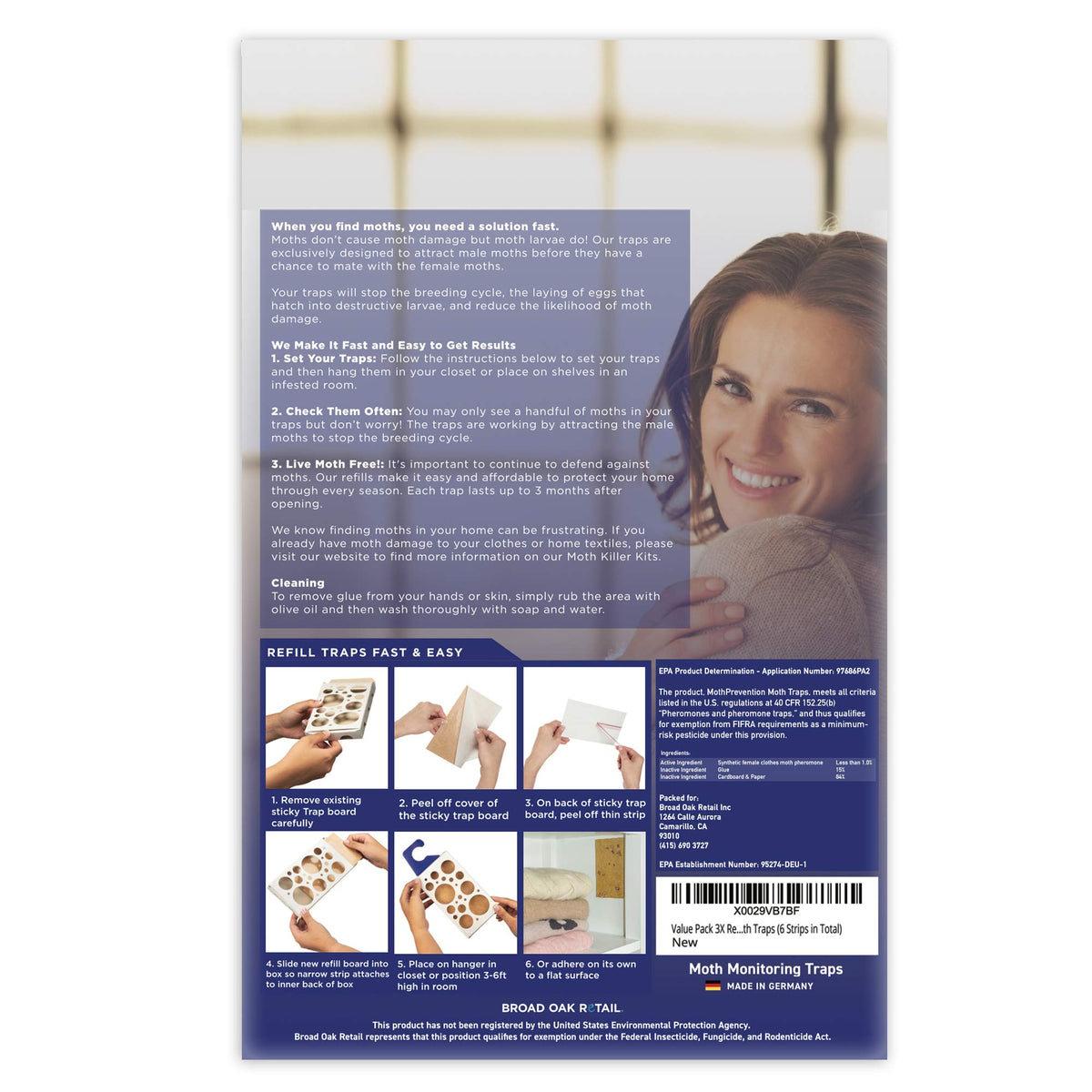 MothPrevention six-strip refill pack provides extended protection.