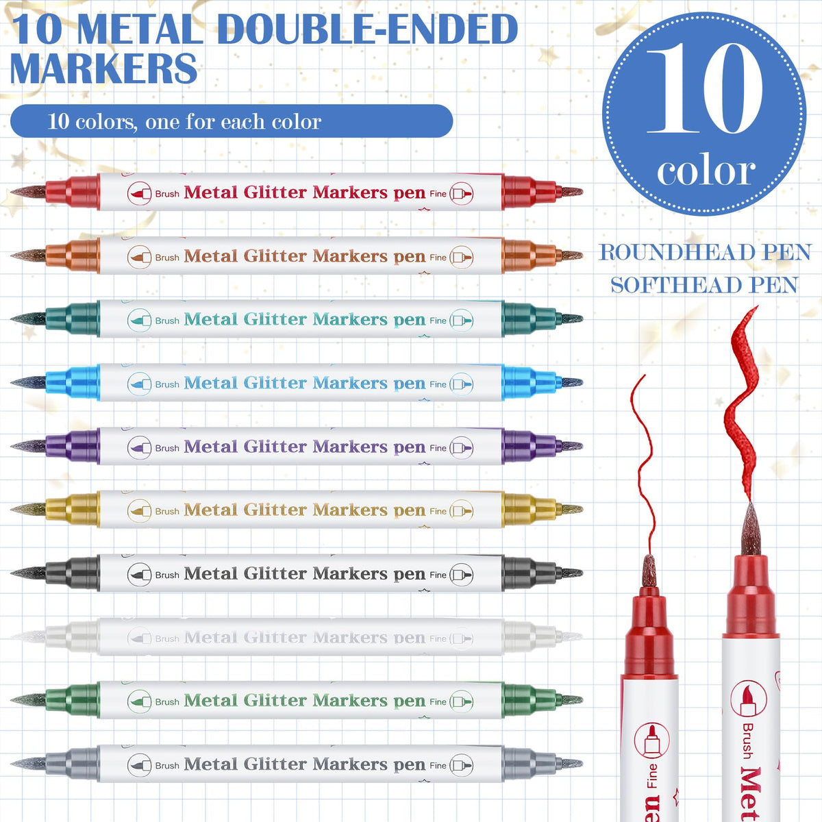 MotiMind dual-tip metallic markers offer vibrant writing on the guest book.