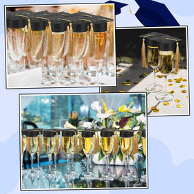 MotiMind tassel-cap toppers on glasses create coordinated celebratory vibes.