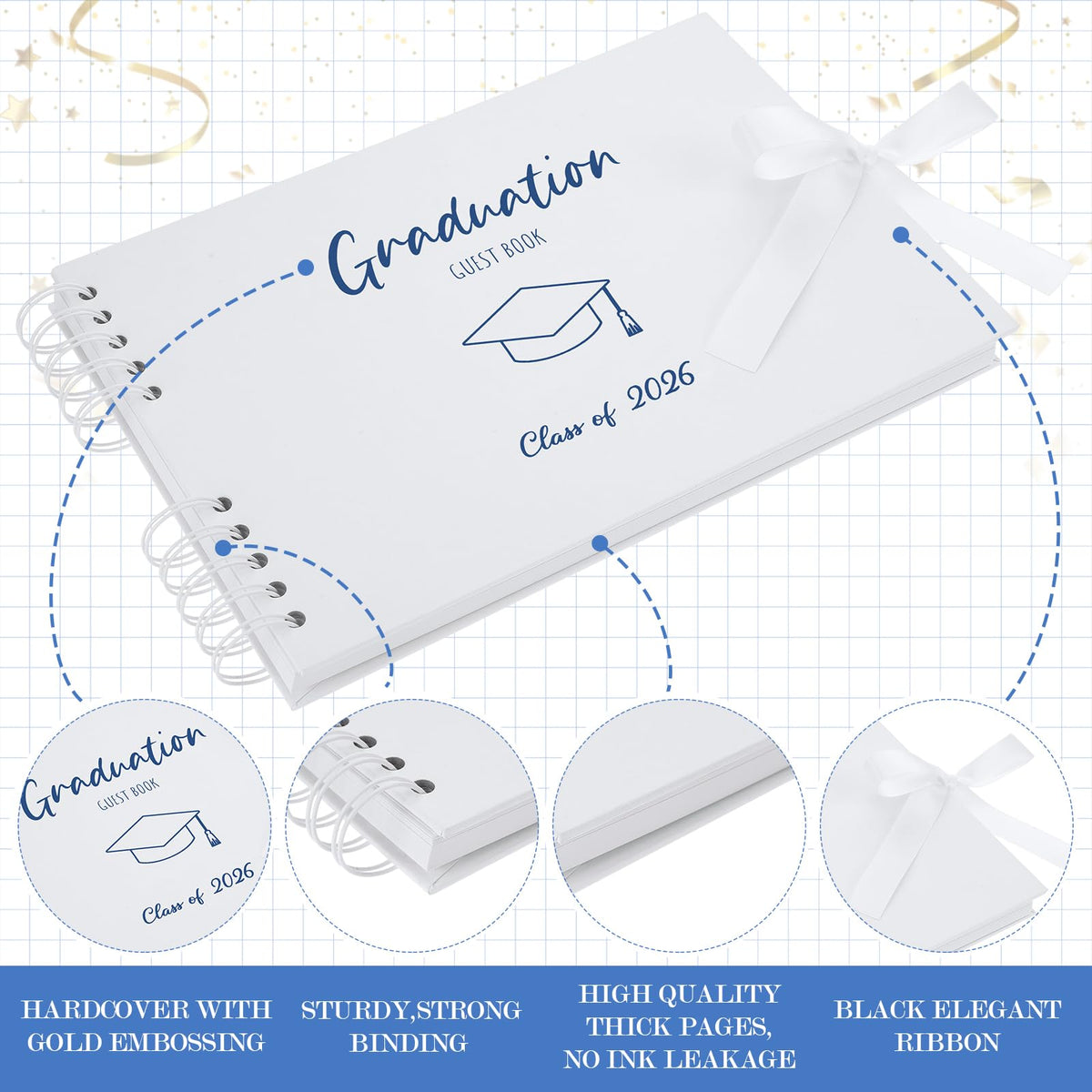 MotiMind graduation guest book pages use thick kraft paper for lasting memories.