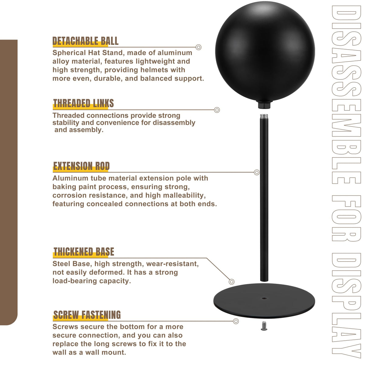 Rotating hanger keeps helmets organized in home, garage, shop, or studio.