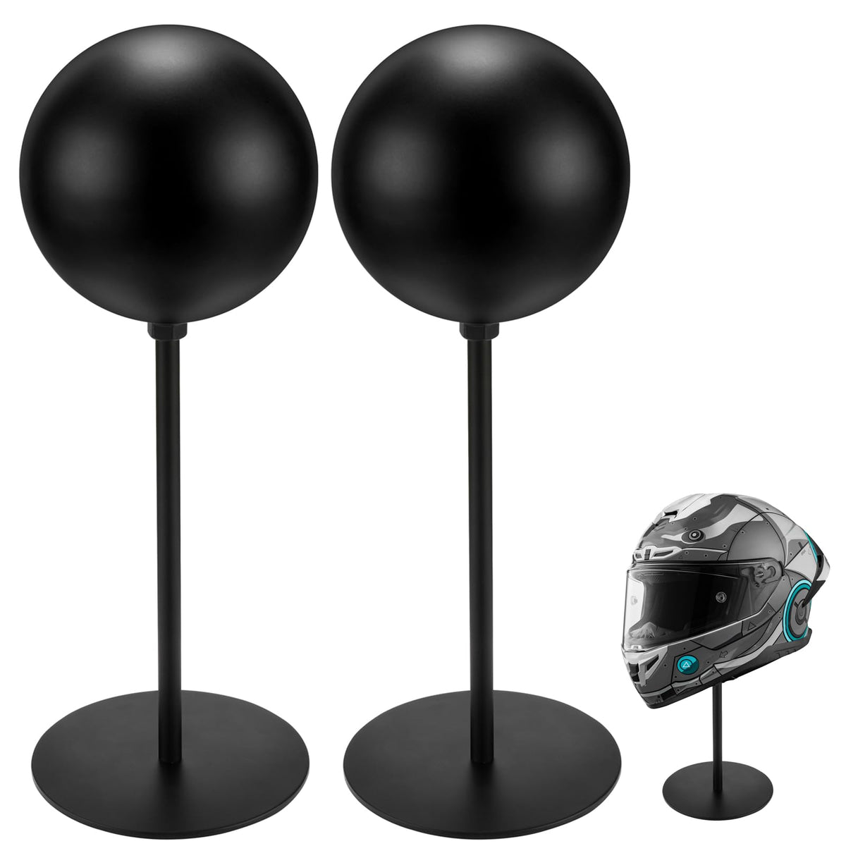 Motofans helmet stand metal with rotation for secure, space-saving display.