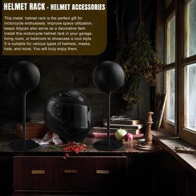 Two-pack Motofans helmet stands offer reliable storage for multiple helmets.