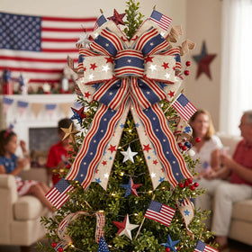 Moucuny 10x18 inch bow delivers bold 4th of July visibility.