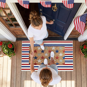 Moucuny Fourth of July striped rug adds festive porch style