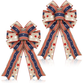 Moucuny memorial day bows two-pack for bright outdoor patriotic display.