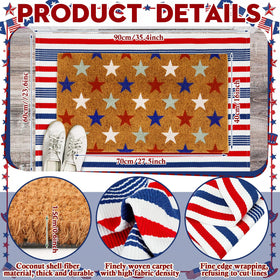 Moucuny red blue white Independence Day mat welcomes guests outside