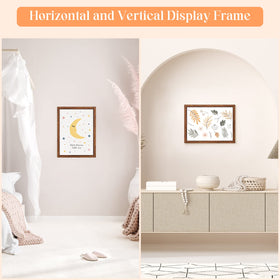 MOUDAMION wood frame with clear plexiglass front protecting photos