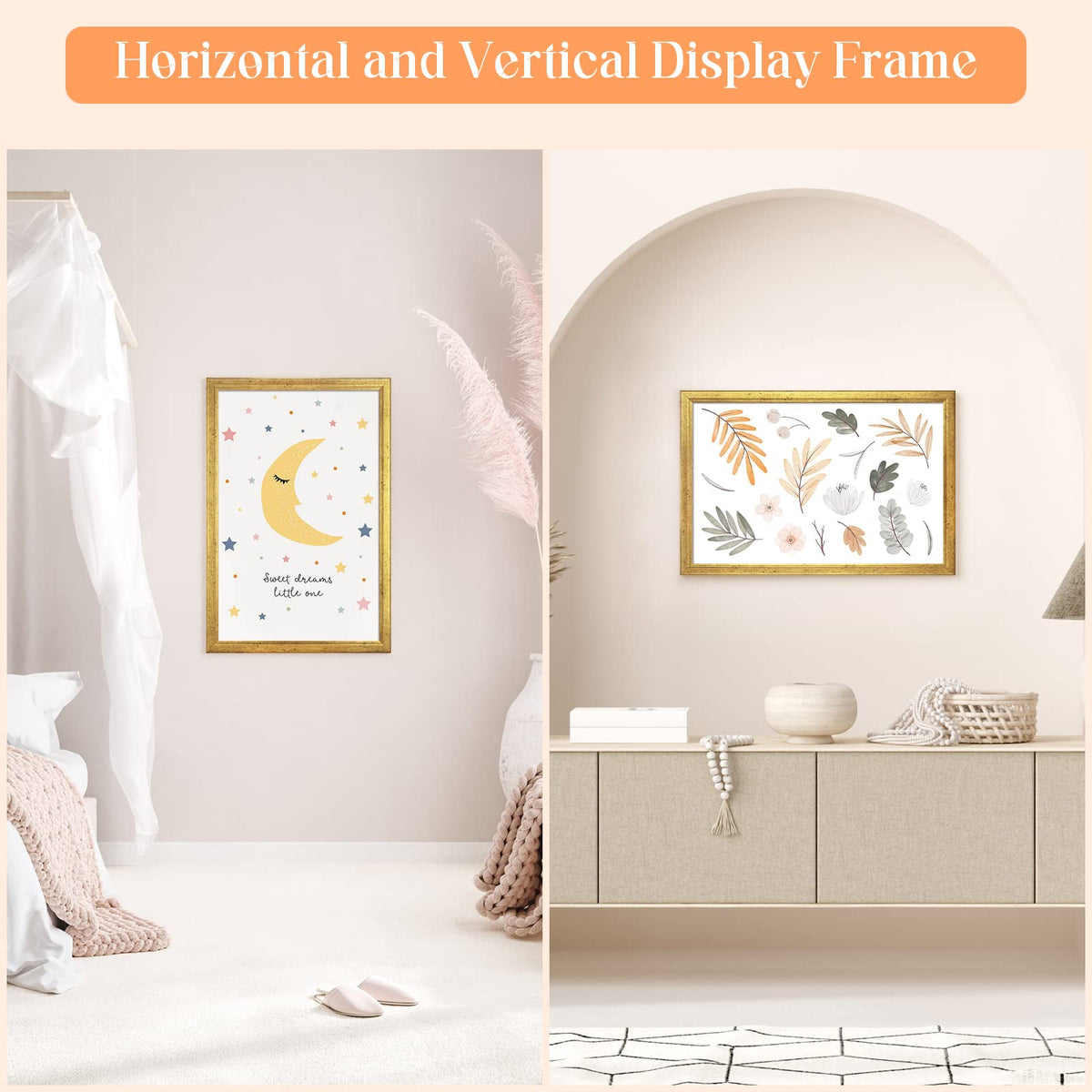 MOUDAMION gold wood frame showing horizontal 24x16 landscape art