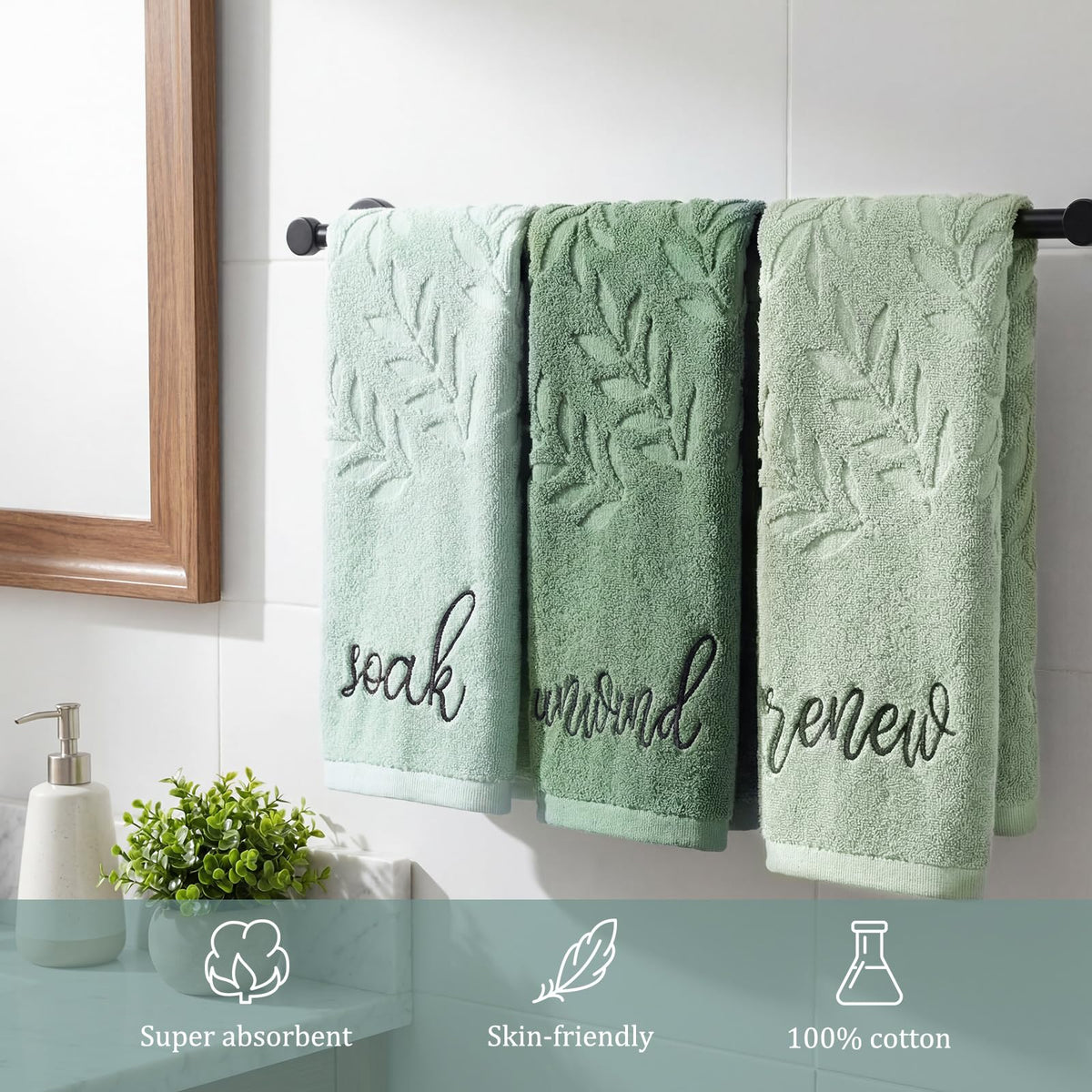 Moukeren 3-pc cotton towel set offering soft absorbency for daily tasks.