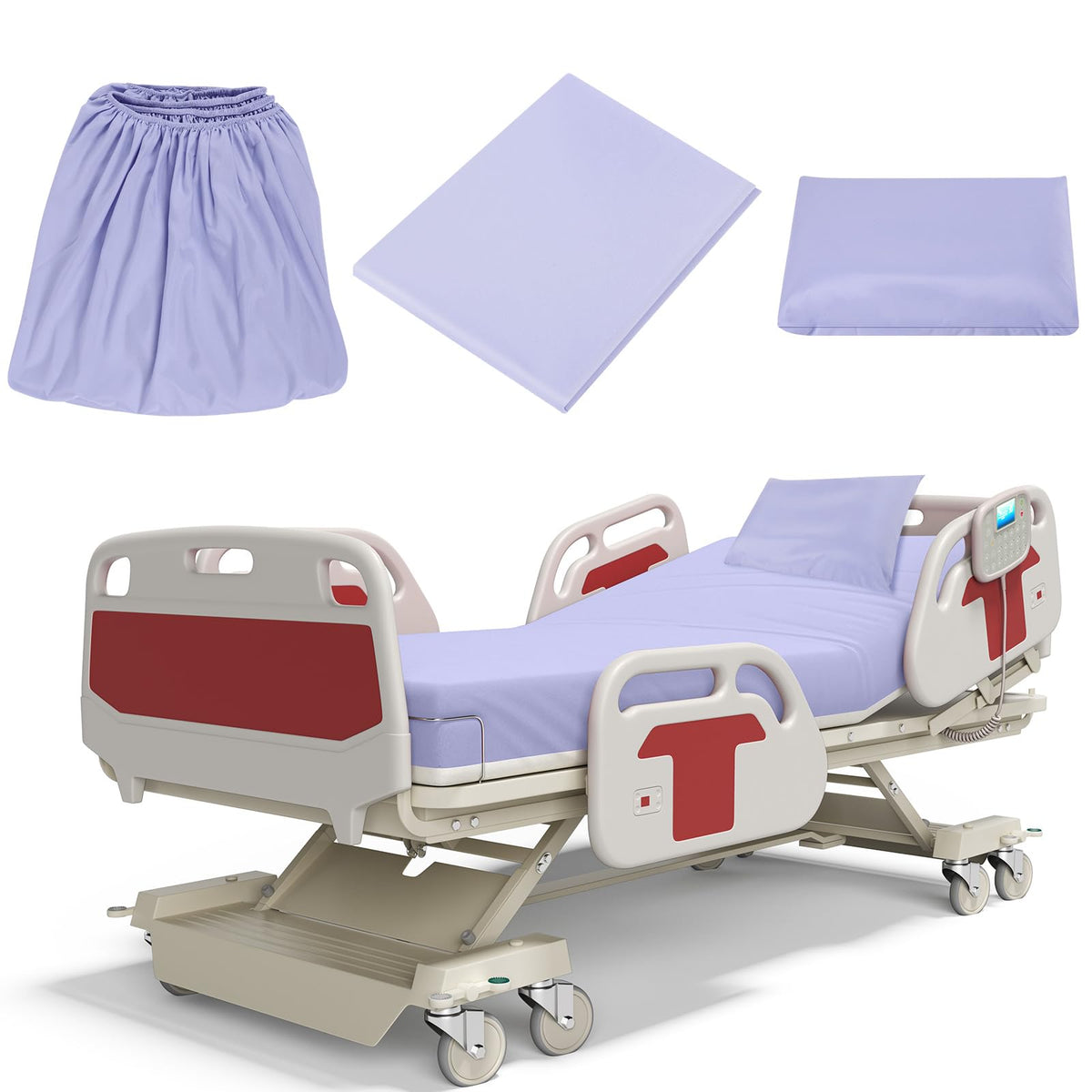 Moukeren 3-pcs hospital bed sheets set with deep pocket fits up to 14 inches for a secure fit