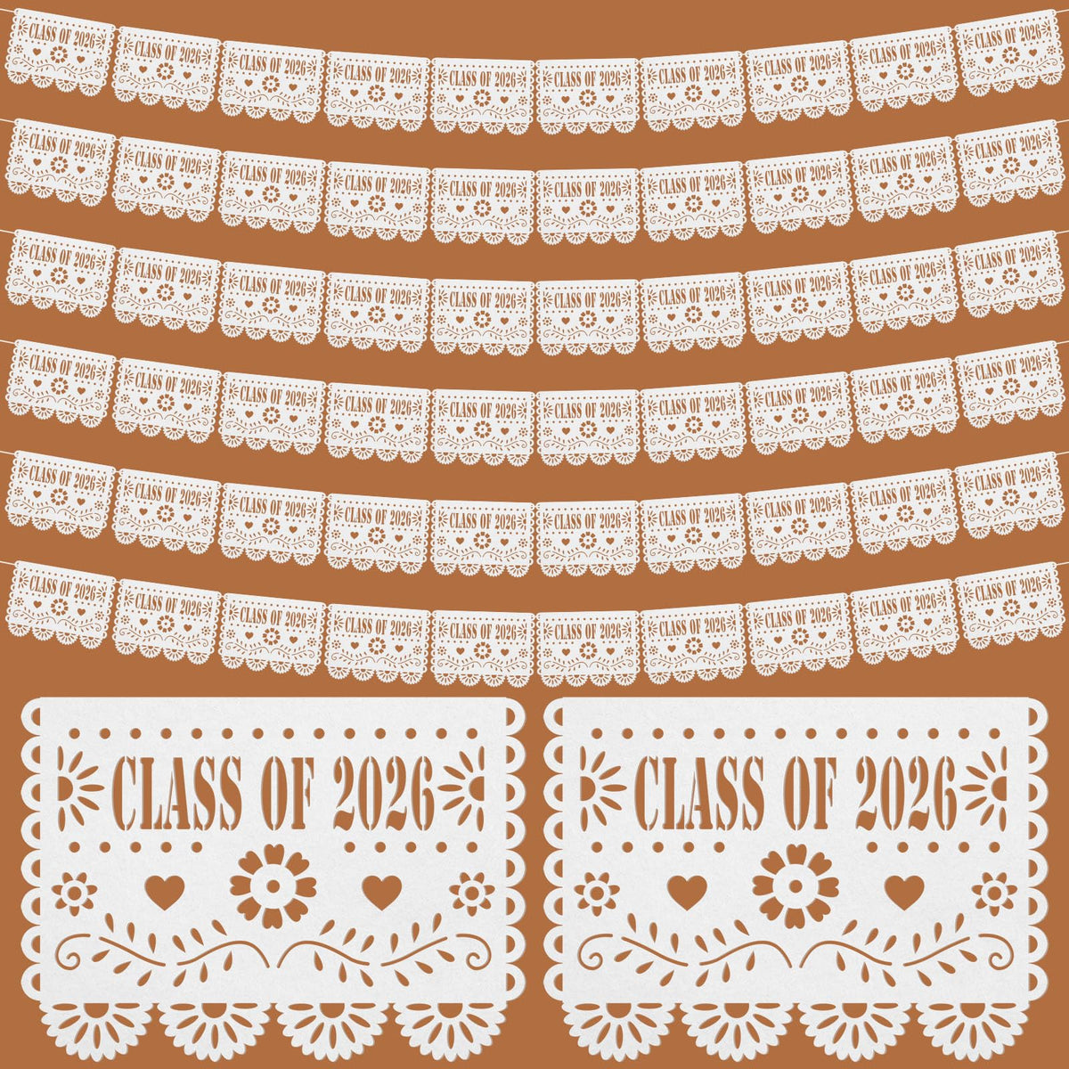 Moukeren Class of 2026 banner white felt decor for festive walls and photo backdrops.