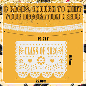 Moukeren felt banner with papel picado design enhances heritage-inspired party ambiance.