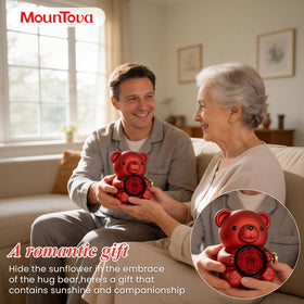 Mountova 360-degree rotating bear box showcases preserved rose from every angle
