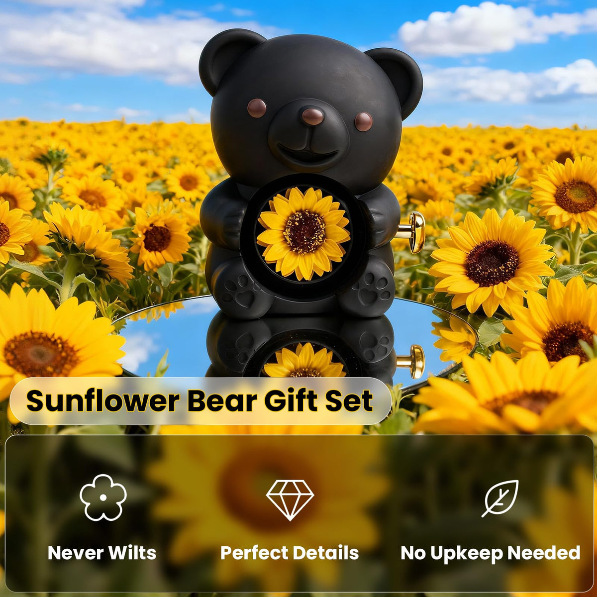 Bear gift rotates in a 360° box, creating a memorable unboxing moment.