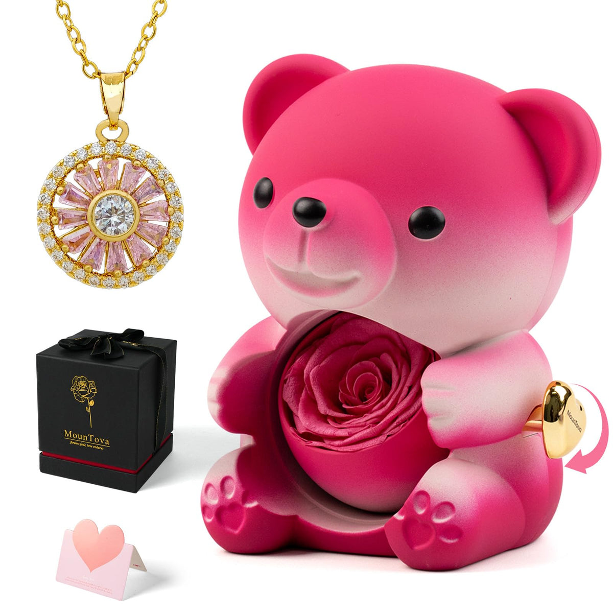Mountova cute teddy bear with preserved rose box adds instant charm to any space