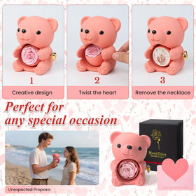 Mountova elegant gift box opening showcasing the rose and jewelry.