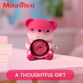Mountova nightstand decor with bear and rose elevates bedside ambiance