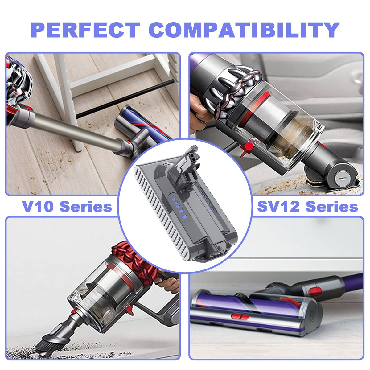 Mounzuikue Dyson V10 battery compatibility chart, ensures clear fit guidance.