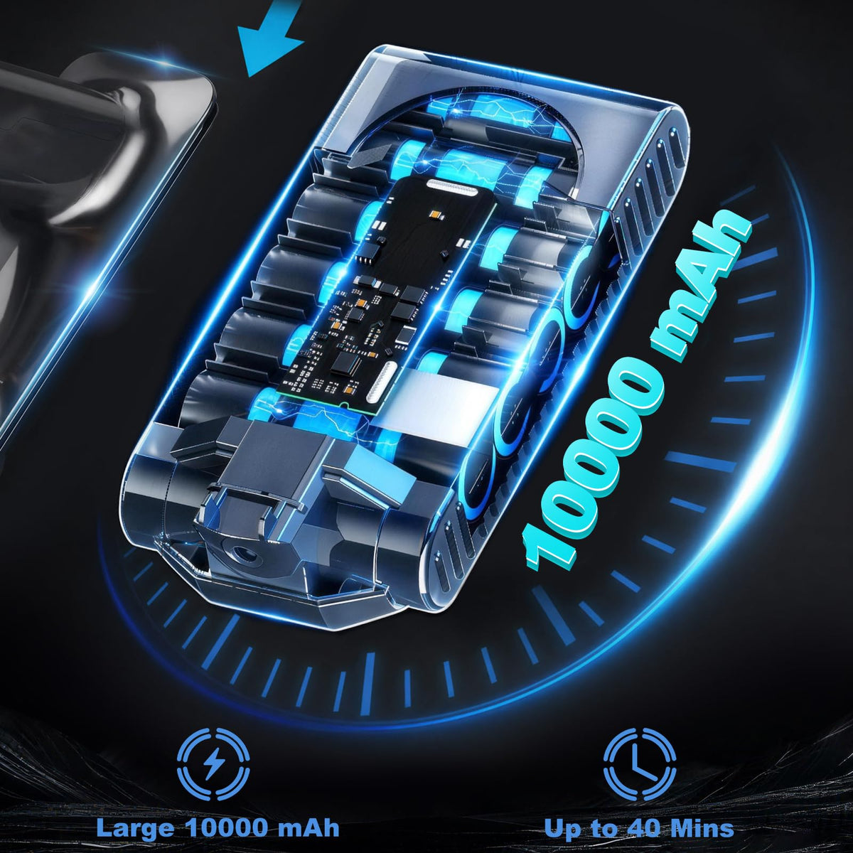 Mounzuikue Dyson V8 battery cell detail focusing on Grade A cells and protection system.