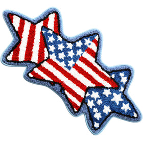 Moutina American Flag Stars rug front view adds patriotic style and plush comfort to your bathroom