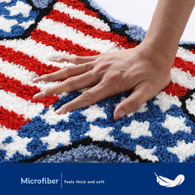 Moutina American flag bath rug adds festive warmth to powder rooms and guest bathrooms