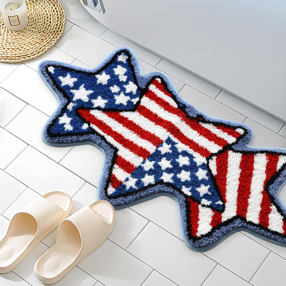 Moutina 18x36 rug features soft microfiber for a cozy, quick-drying surface