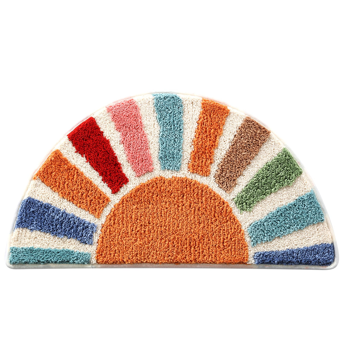 Moutina boho half-circle bath rug 16x30 inches offers soft, quick-dry comfort.