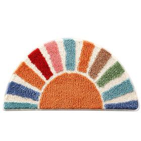 Moutina boho half-circle bath rug 16x30 inches offers soft, quick-dry comfort.