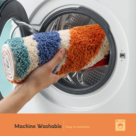 Moutina boho decor bathroom rug brings colorful style to any space.