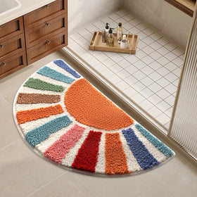 Moutina boho sun-pattern bath mat in microfiber enhances daily showers.