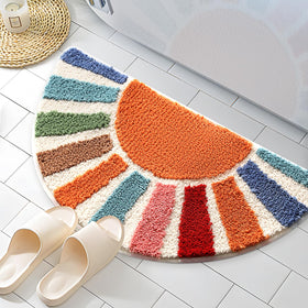 Moutina washable boho bathroom rug adds colorful decor and easy care.