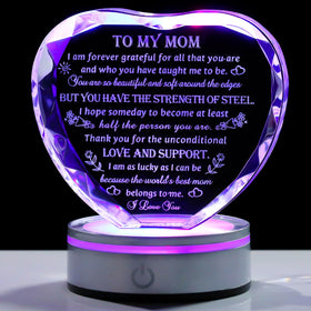 Movdyka crystal mom gift plate glows softly as a keepsake.