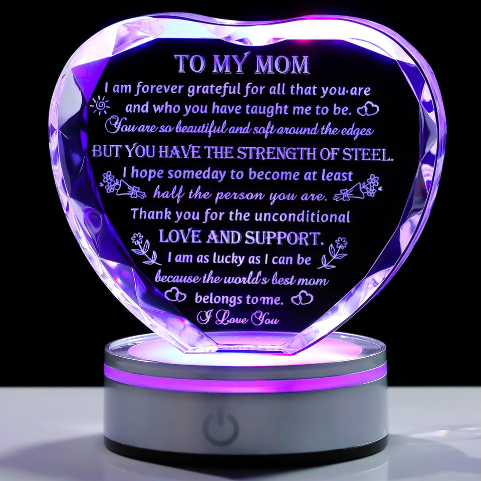 Movdyka crystal mom gift plate glows softly as a keepsake.