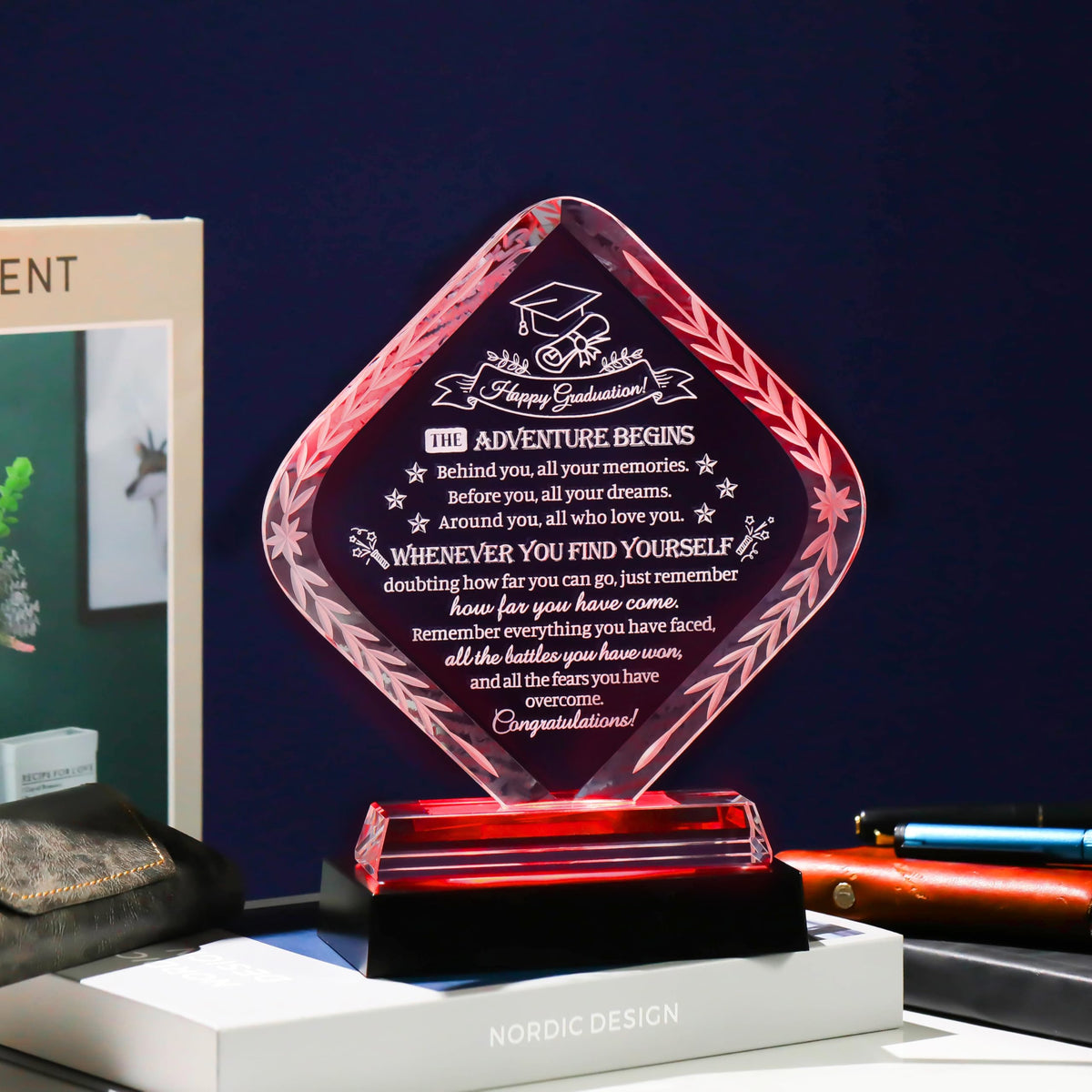 Movdyka durable clear crystal keepsake designed for long-term display.