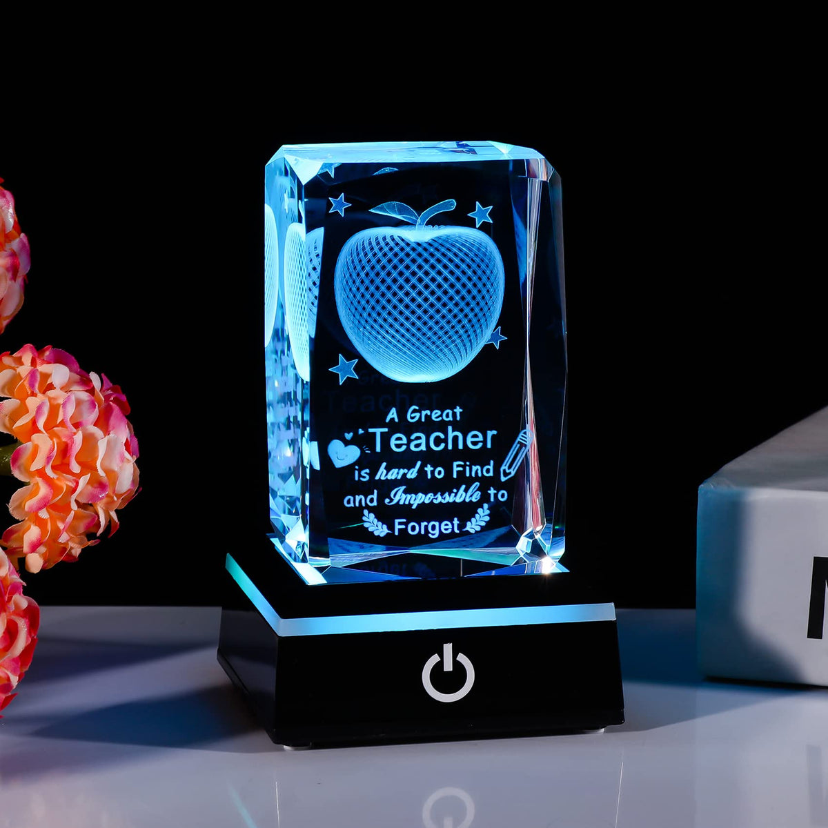 Movdyka LED base with six light modes enhances the crystal's glow for any mood.