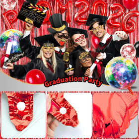 MOVINPE latex balloon assortment in black, silver, gold, and red enhances decor