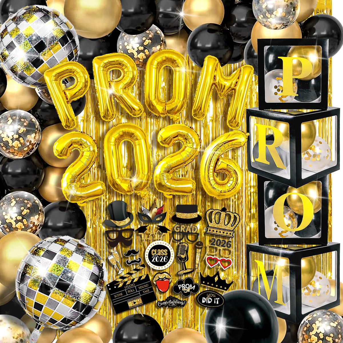 MOVINPE PROM 2026 letters balloons create a bold entrance display.