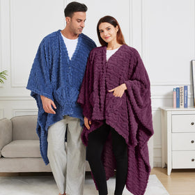 Mowkim grape color wearable blanket adds warm style to any sofa or chair.