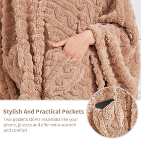 Mowkim blush pink wearable sherpa blanket for relaxed evenings