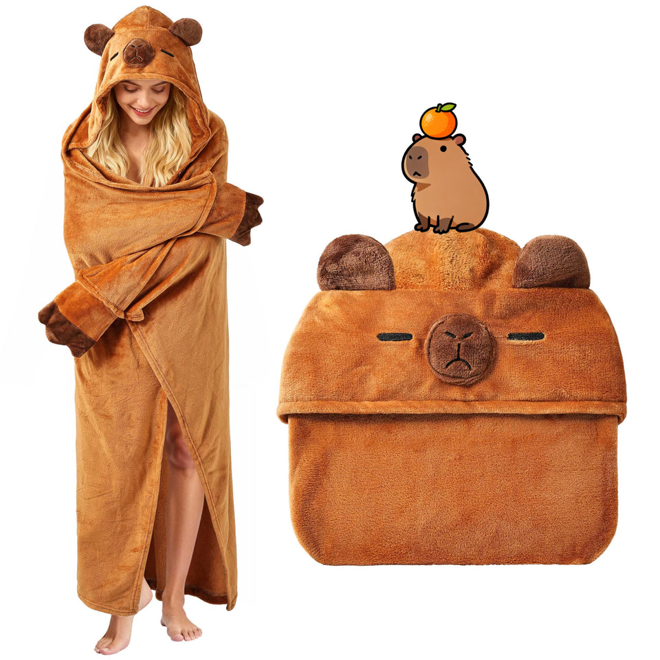 Moyel Capybara hoodie blanket for cozy home lounging.
