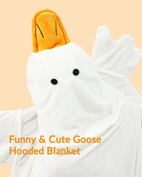 Moyel Goose Gifts hoodie blanket side profile showcasing roomy fit.