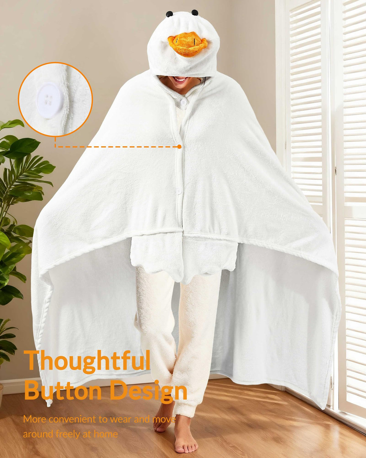Moyel Goose Gifts hoodie demonstrates hands-free use while reading.